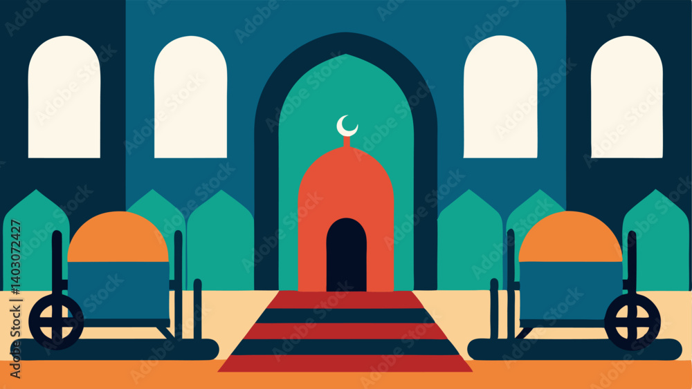 Poster prayer mats a diverse range of prayer mats laid out in front of a mosque designed for ease of use fo