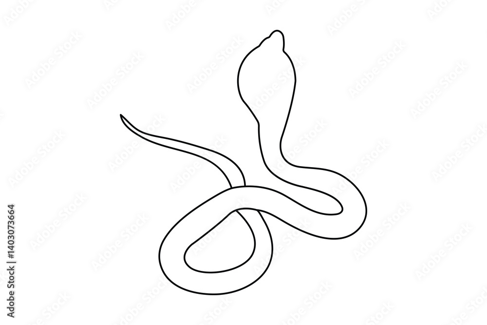 Poster continuous single line drawing of snake outline isolated vector art design
