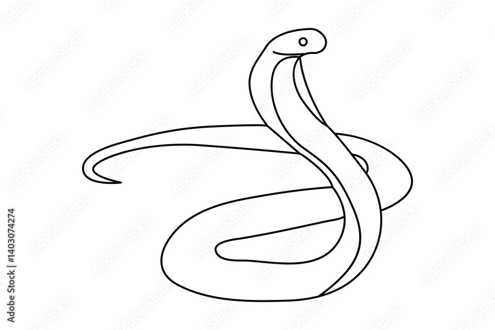 Poster continuous single line drawing of snake outline isolated vector art design