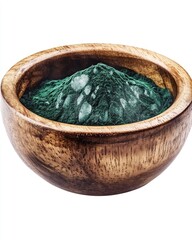 Green powder in wooden bowl (2)