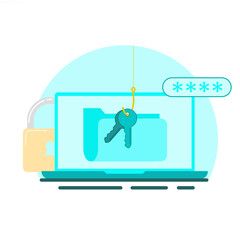 concept of being alert to data theft on devices. flat style illustration.