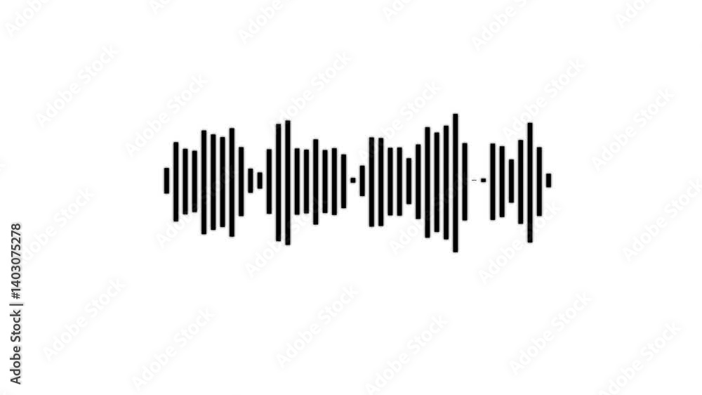 Leinwandbilder sound wave animation isolated on black background. audio waveform with frequency animated lines. abs