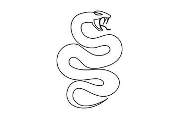 Continuous single line drawing of snake outline isolated vector art design