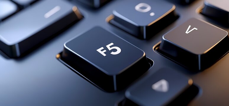 Close-up F5 key press; computer keyboard; refresh webpage
