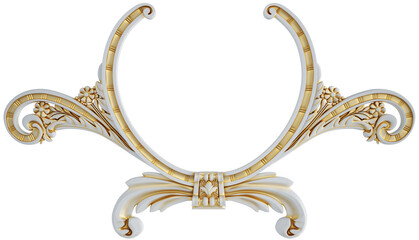 Gold patina ornament  frame on transparent background, cut out, 3D render
