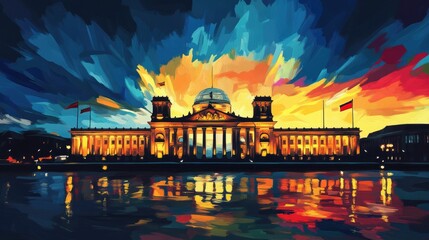 Germany Votes 2025: Federal Election with Bundestag Symbolism and Colors