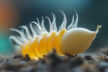 Naklejka premium Striking soft bodied caterpillar with tentacles
