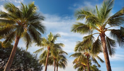 Beautiful palm trees against sky