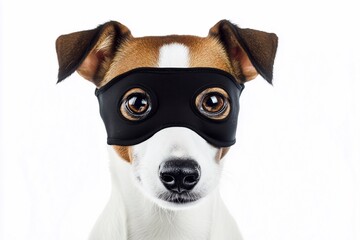 Fototapeta premium jack russell terrier portrait with black mask, generated AI