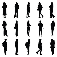 Vector collection set of individual people silhouettes.	
