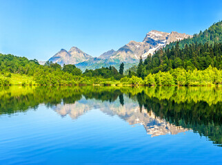 alpine lake in the alps