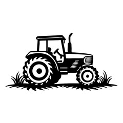 Obraz premium Vintage Tractor Silhouette in Grass Ideal for Farm Design and Agricultural Themes