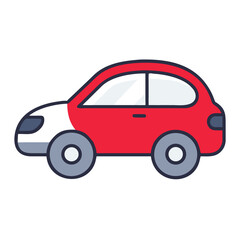 Red Car Icon in Flat Design  