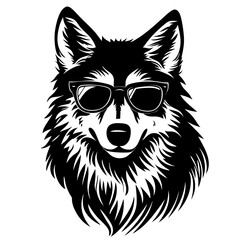 Cool Wolf with Sunglasses Vector Graphic Design for Tattoos and Apparel