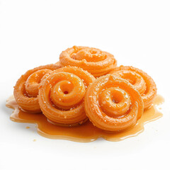 Fototapeta premium Golden crispy swirls soaked glowing syrup create delightful dessert experience. These sweet treats are perfect for any