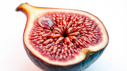 Close-Up of a Sliced Fig with Water Droplets