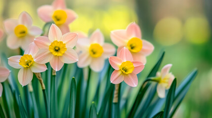 Obraz premium Spring blossoms reveal pastel petals and vibrant centers in a soft-focused macro shot