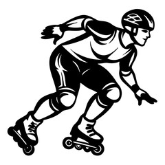 Fototapeta premium Dynamic Roller Skater Performing Thrilling Skate Move for Sports Illustration Design