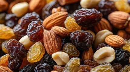 Close-up Trail Mix Almonds, Raisins, Peanuts, Snack