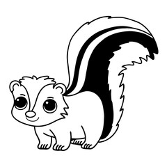 Cute Cartoon Skunk Character For Fun Illustration And Coloring Activities