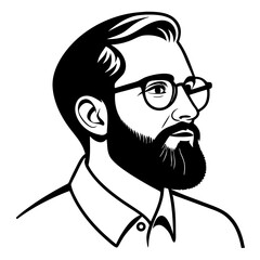Fototapeta premium Stylish Vector Portrait of a Bearded Man with Glasses Ideal for Graphic Design and Tattoos