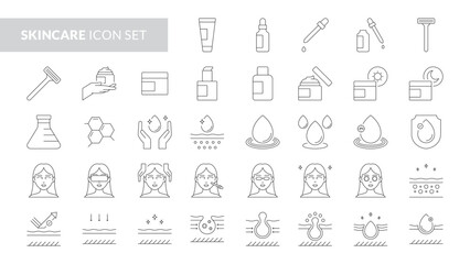 Skincare icons line set