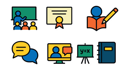Set of icons for a school setting