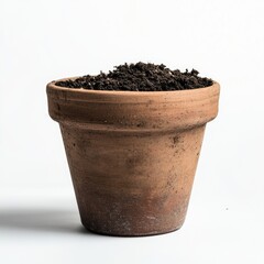 Earthenware pot filled with soil