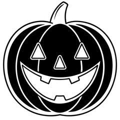 A jack-o'-lantern face with glowing eyes and smile, vector cut-out style 