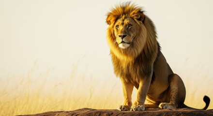 Fototapeta premium Majestic Lion on Rocky Outcrop