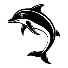 Obraz premium Download Graceful Dolphin Silhouette Usa Vector Line Art, United States Vector Logo Icon, Stock Image On White Background, Graphic Element, Clipart Svg File For Design.