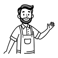 Cheerful Young Man in Overalls Gesturing Friendly Hello Vector Illustration for Design Projects
