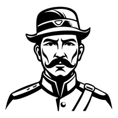 Fototapeta premium Vintage Military Officer Character Design for Tattoo Art and Historical Illustrations