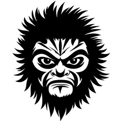 Obraz premium Bold Monkey Face Illustration with Intense Expression for Tattoos and Graphic Designs