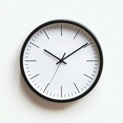 Minimalist clock on a white wall displaying the time with a clean, frameless design perfect for time management and interior decor