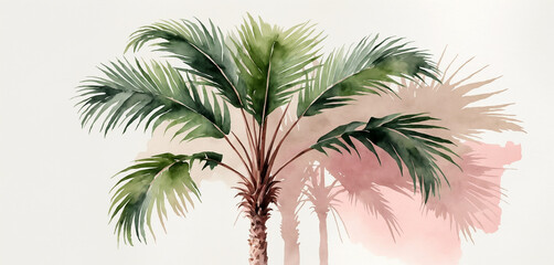 Tranquil Watercolor Palm Tree in Tropical Breeze
