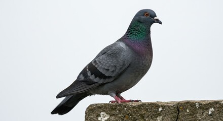 Pigeon Perched on Stone Wall