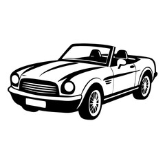 Classic Convertible Car Illustration for Graphic Design and Tattoo Inspiration