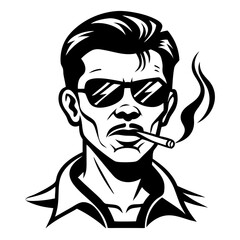 Fototapeta premium Cool Retro Man with Sunglasses and Cigarette Vector for Designs and Illustrations