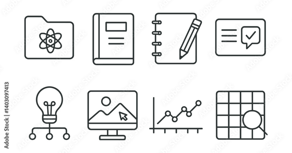 Poster set of icons for a computer desktop