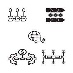 Set of 5 outline value chain and with floral value, eternity silhouette editable vector isolated