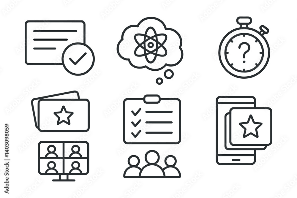 Poster set of icons for a computer screen