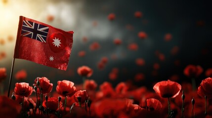 ANZAC Remembrance: Flags and Poppies Paying Tribute to Fallen Heroes