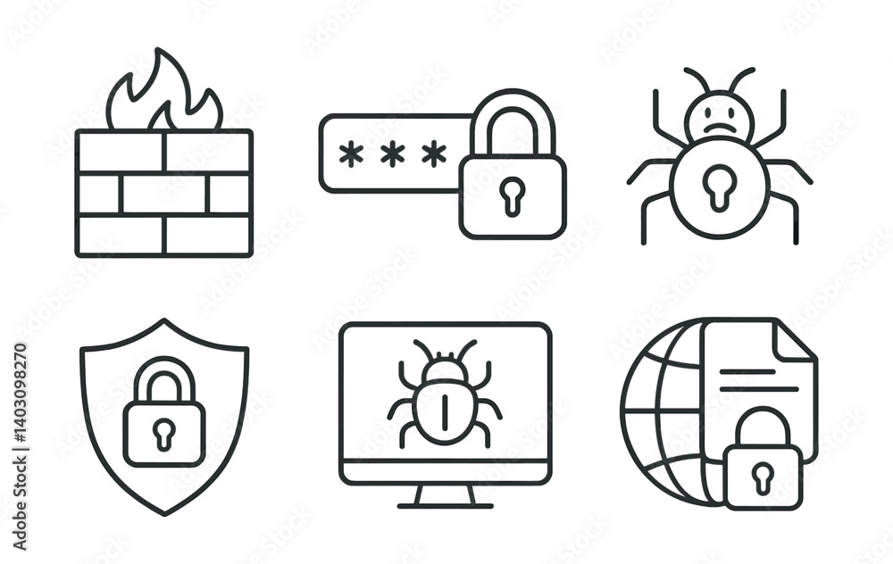 Poster line drawing of a computer security symbol