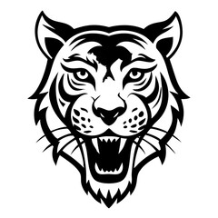 Powerful Black Tiger Head Vector Design for Tattoo Artwork and Graphic Projects