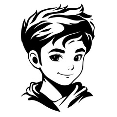 Stylish Boy Portrait Vector Illustration for Tattoos and Graphic Design