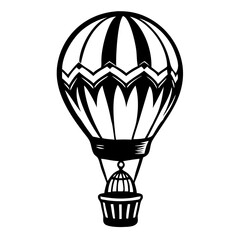 Vintage Hot Air Balloon Graphic Ideal for Travel Themed Designs and Tattoo Inspiration