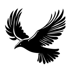 Obraz premium Elegant Black Flying Bird Vector Design Ideal for Tattoo and Sticker Applications
