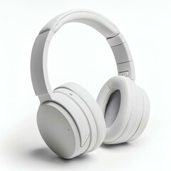Sleek White Wireless Over-Ear Headphones for Immersive Audio Experiences and Noise Cancellation on Seamless White Backdrop