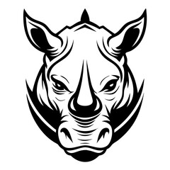 Fototapeta premium Striking Black Rhinoceros Head Illustration for Tattoo Designs and Graphic Art Projects